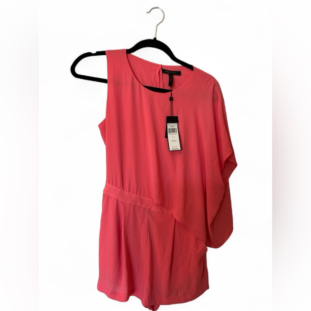 BCBGMaxAzria Vibrant Coral Romper